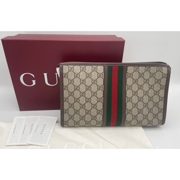 NEW Gucci Ophidia Wash Travel Clutch Pouch GG Zip Bag Box AUTHENTIC! - Picture 5 of 15